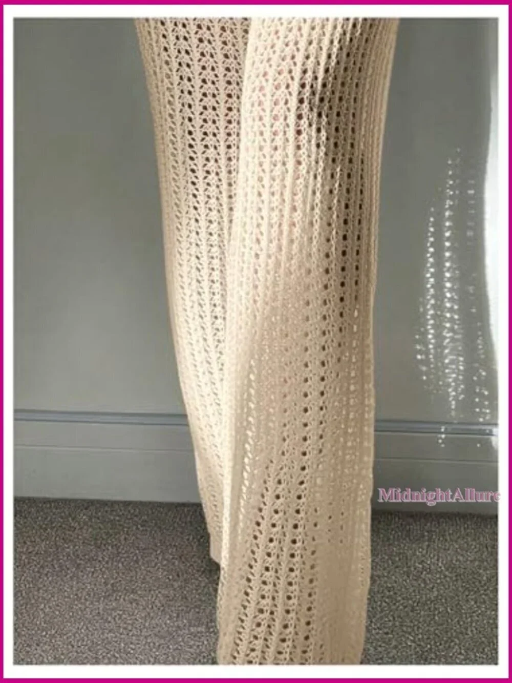 Sheer Crochet Swimsuit Cover Up Pants Drawstring Waist Beach Cover